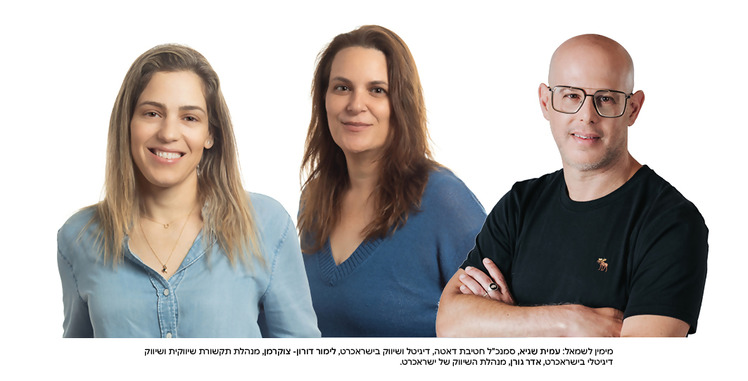 מימין לשמאל: עמית שגיא, סמנכ"ל חטיבת דאטה, דיגיטל ושיווק. לימור דורון- צוקרמן, מנהלת תקשורת שיווקית ושיווק דיגיטלי. אדר גורן, מנהלת השיווק של ישראכרט.